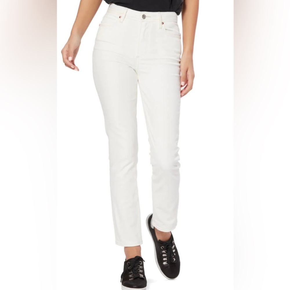 PAIGE High Rise Sarah Straight in Ivory